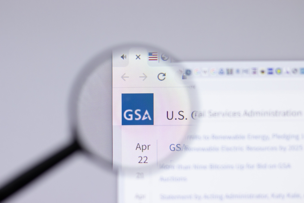 New York, USA 26 April 2021: General Services Administration GSA logo close up on website page, Illustrative Editorial.